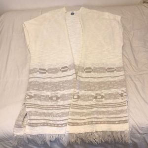 White oversized shawl with detailing